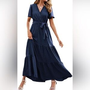 Chic Navy Maxi Dress with Tie Waist
